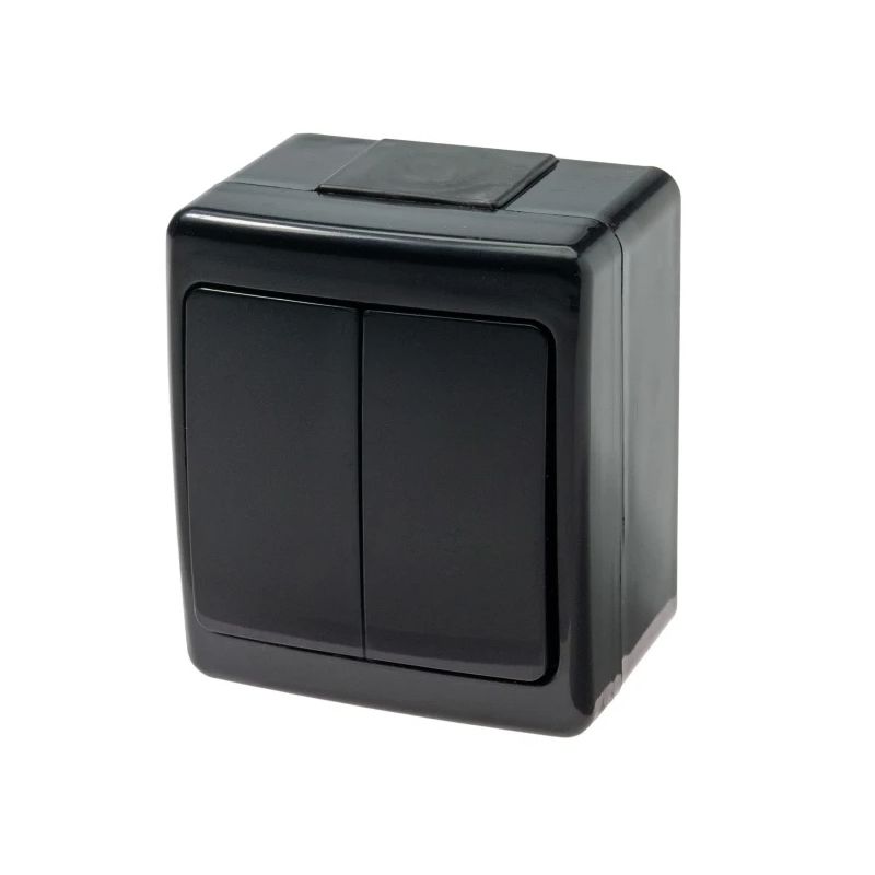 Slēdzis 1+1 virsapmetuma, melns, IP44, UV izturīgs, BETA
