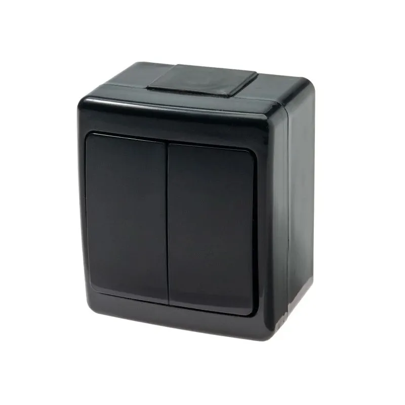 Slēdzis 1+1 virsapmetuma, melns, IP44, UV izturīgs, BETA