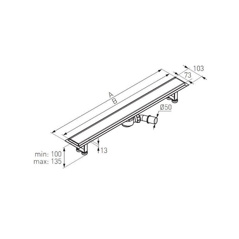 Kanāls dušas ol80-bl 80cm melns