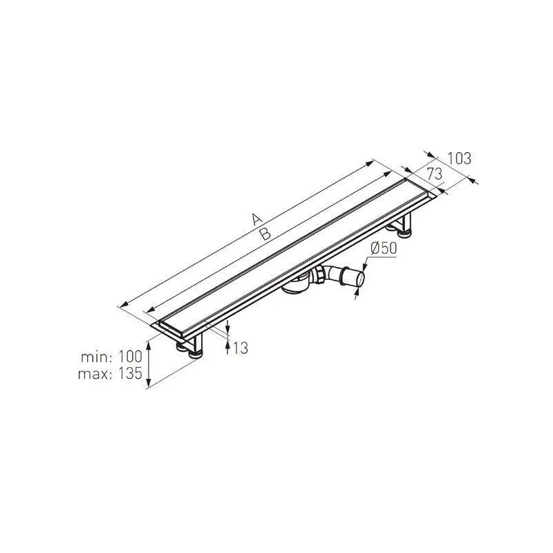 Dušas kanāls Ferro OL80-BL, 80 cm, DIA 5 cm