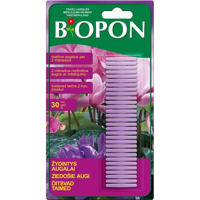 Mēslojums ziedošiem augiem Biopon, nūjas forma