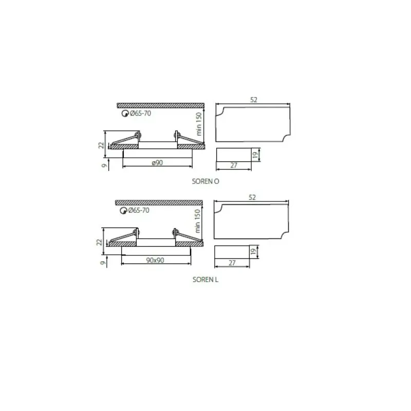 Lampa padziļinājums Kanlux Soren, 3000°K, GU10, caurspīdīga krās.