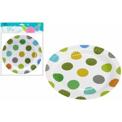 Šķīvji papīra zaļi punktoti 6gab 23cm