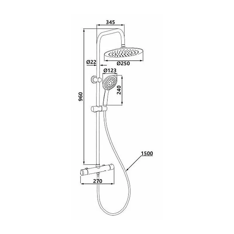 Dušas komplekts Invena Musta AU-84-004-X, melna krās.
