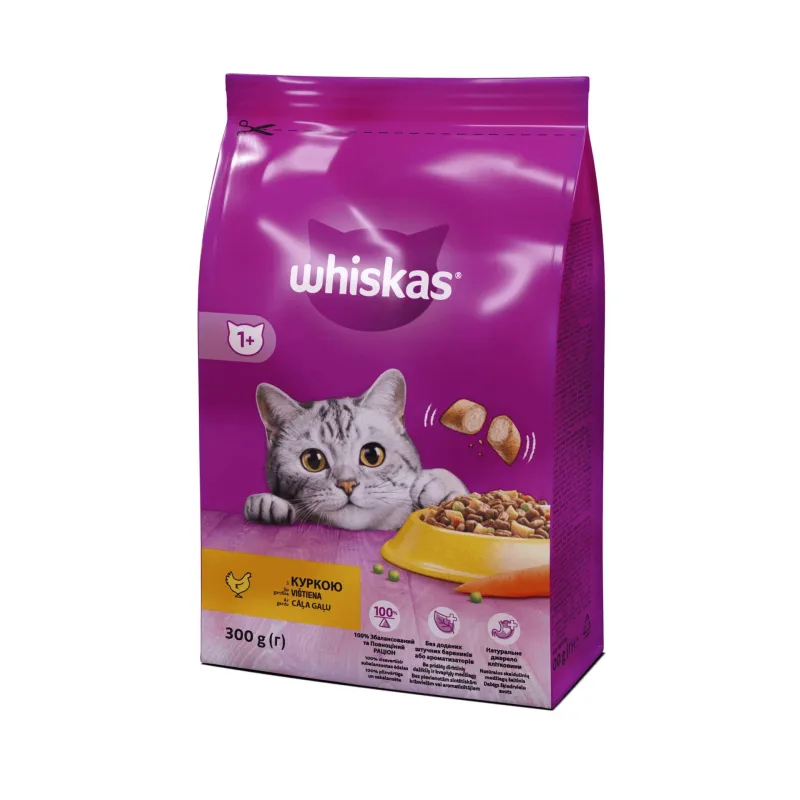 Sausā kaķu barība Whiskas Chicken, vistas gaļa, 0.3 kg