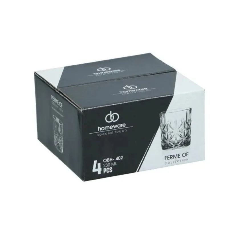 Glāžu komplekts, stikls, 0.23 l, 4 gab.