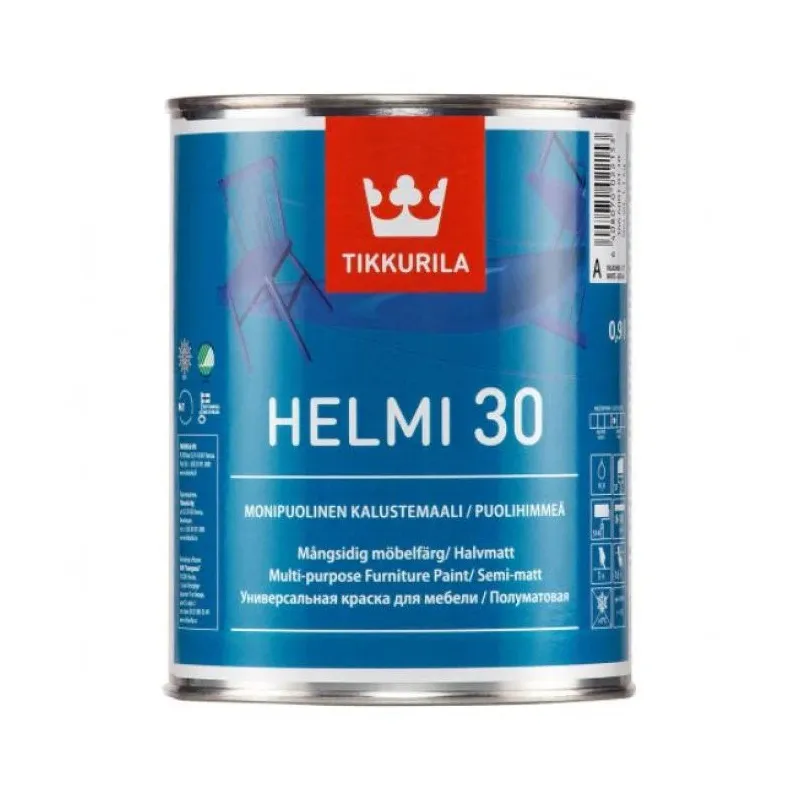 Krāsa, logi-durvis-mēbeles Tikkurila, pus-matēts, 0.9 l, helmi 30 c