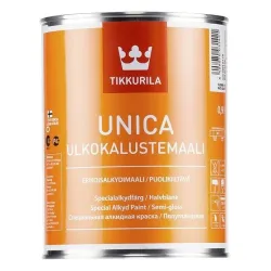 Krāsa, daudzveidīgs Tikkurila, pus-matēts, 0.9 l, tikkurila unica c 0.9l alkīda krāsa kokam-metālam tikai tonēšanai
