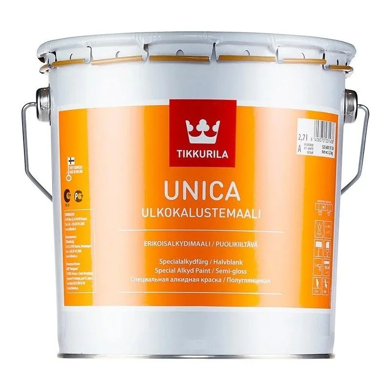Krāsa, daudzveidīgs Tikkurila, pus-matēts, 2.7 l, tikkurila unica c 2.7l alkīda krāsa kokam-metālam tikai tonēšanai!