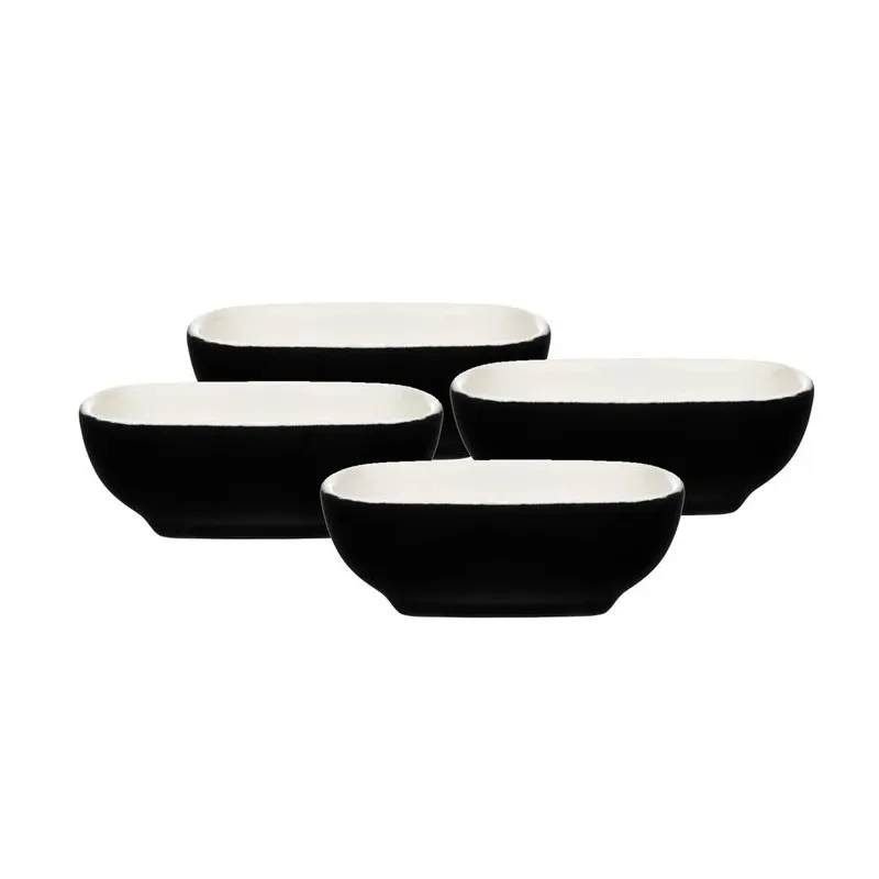 Maku mērces bļodiņu komplekts, keramika, 2,5×7 cm, melns, 4 gab., līdz 200 °C