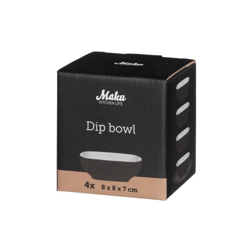 Sauce bowl set, ceramic, 2.5×7 cm, black, 4 pcs, up to 200 °C