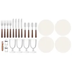 Servēšanas komplekts 645628, 45 cm x 34 cm x 21 cm, brūna-balta-melna, nerūsējošais tērauds-poliesters-polipropilēns ,pp,