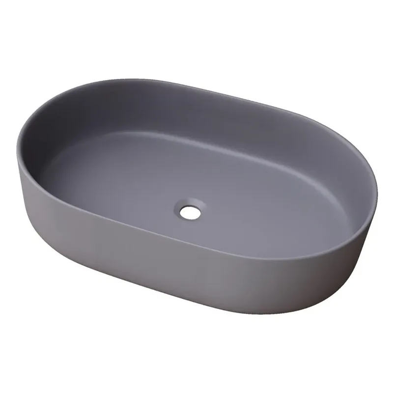 Vannas istabas izlietne Masterjero Trapani, keramika, 60 cm x 38 cm x 12.5 cm, pelēka