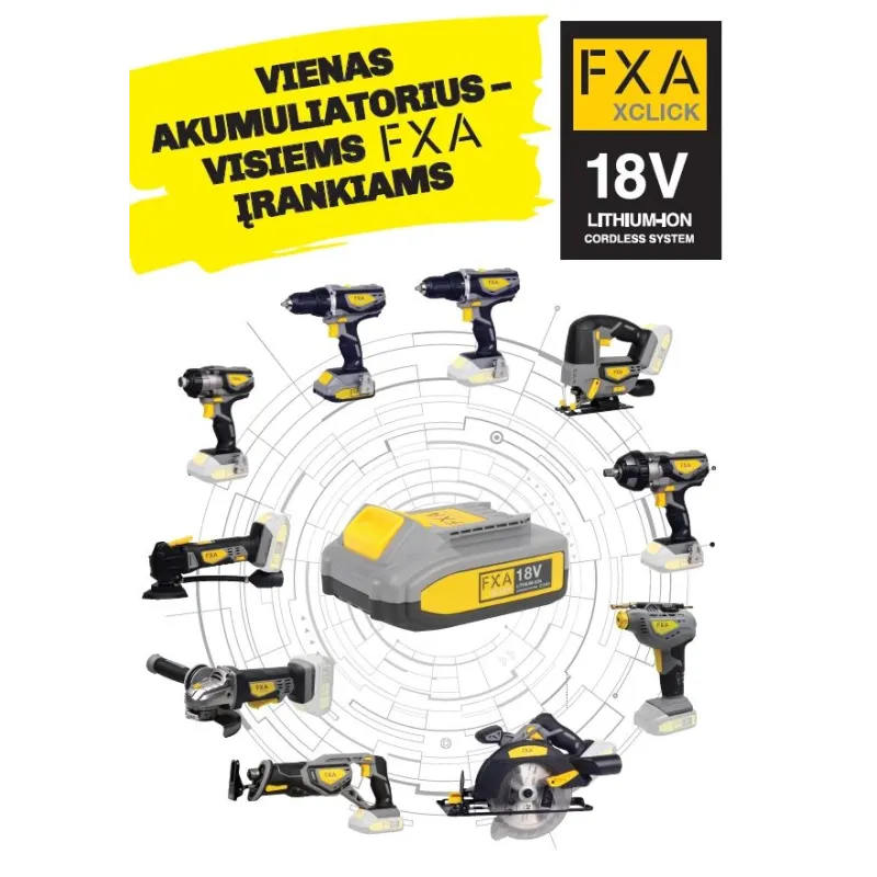 Bezvadu triecienurbjmašīna bez baterijas Fxa JD6310C, 18 V, 2 Ah