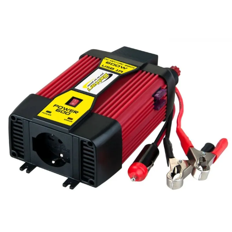 Sprieguma pārveidotājs Bottari Power 12V-220V, melna krās.-sarkana krās., 12 V
