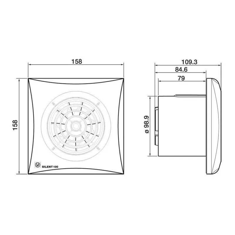 Ventilators sadzīves Soler&Palau Silent 100 CRZ, ar taimeri, 10 cm