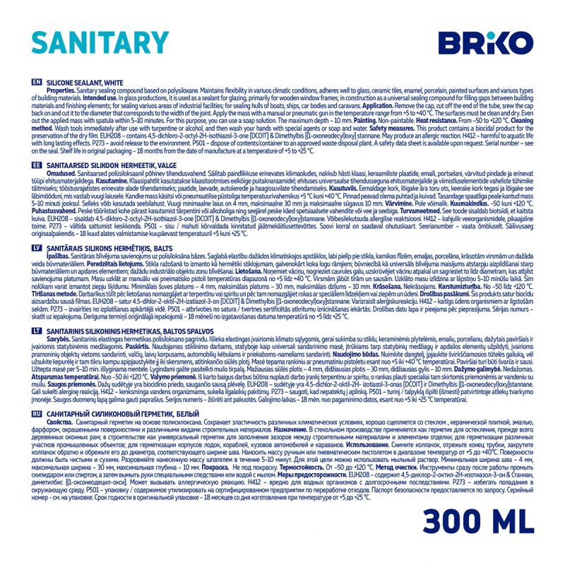 Briko sanitārais sealer 300ml balts