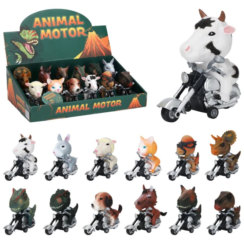 Rotaļlieta Dzīvnieks uz motocikla 12cm