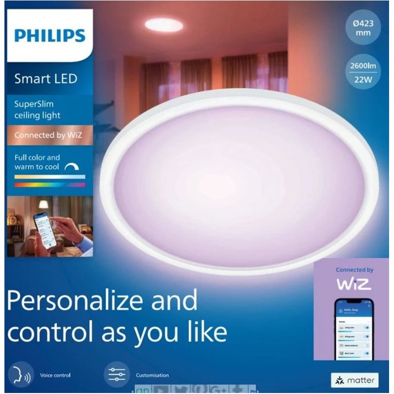 Nutivalgustus lagi Philips SuperSlim 929003300921, LED, 1 x 22 W