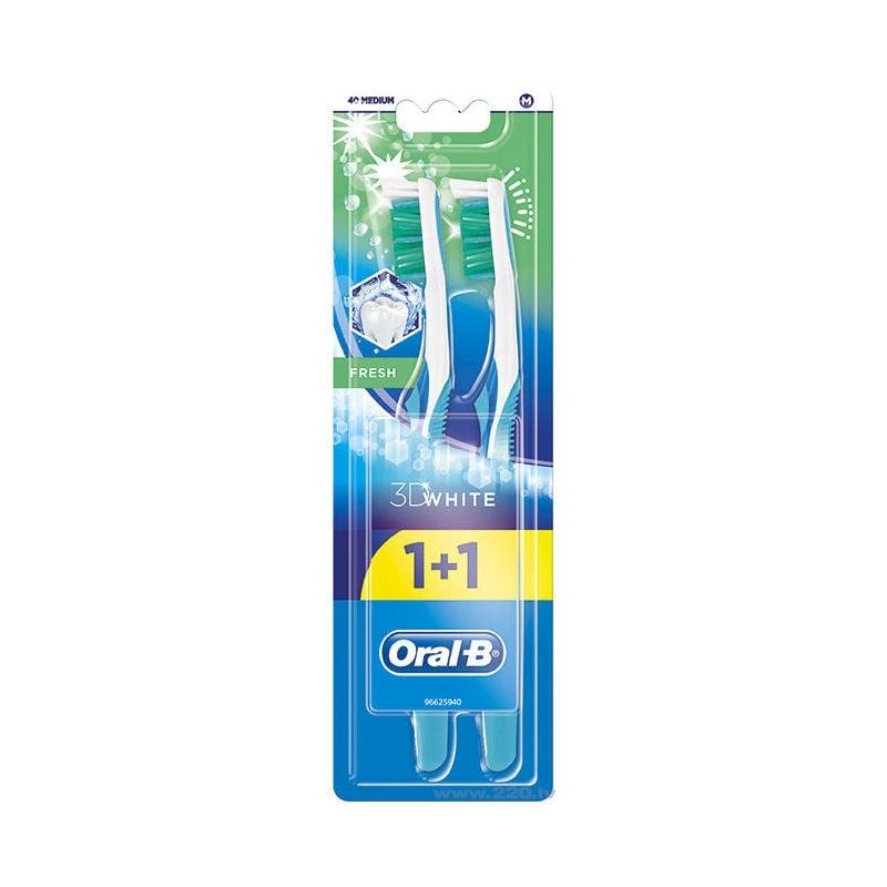Zobu birste Oral-B 3D White Fresh 40 Medium 1+, balta krās.-zaļa krās.