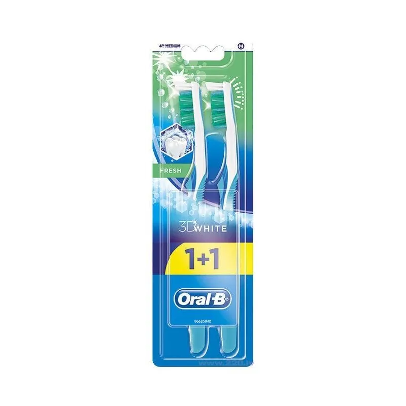 Zobu birste Oral-B 3D White Fresh 40 Medium 1+, balta krās.-zaļa krās.