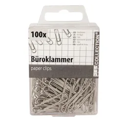 100pck paperclips 32mm metal silver colo