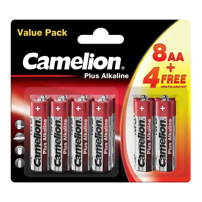 Baterijas camelion+ aa b12,8+4, alkaline
