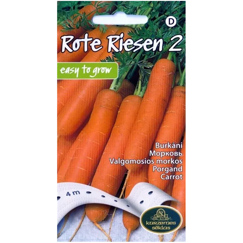 Sēklas Kurzemes sēklas, burkāns Rote Riesen 2, 4 g