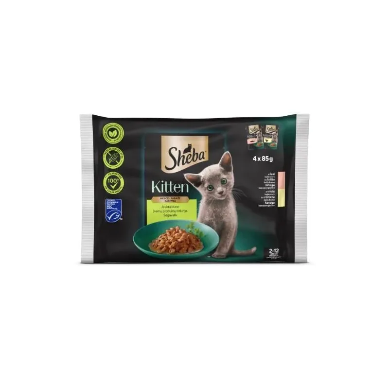 Šlapias kačių maistas Sheba, mėsa, 0.085 kg x 4 vnt.