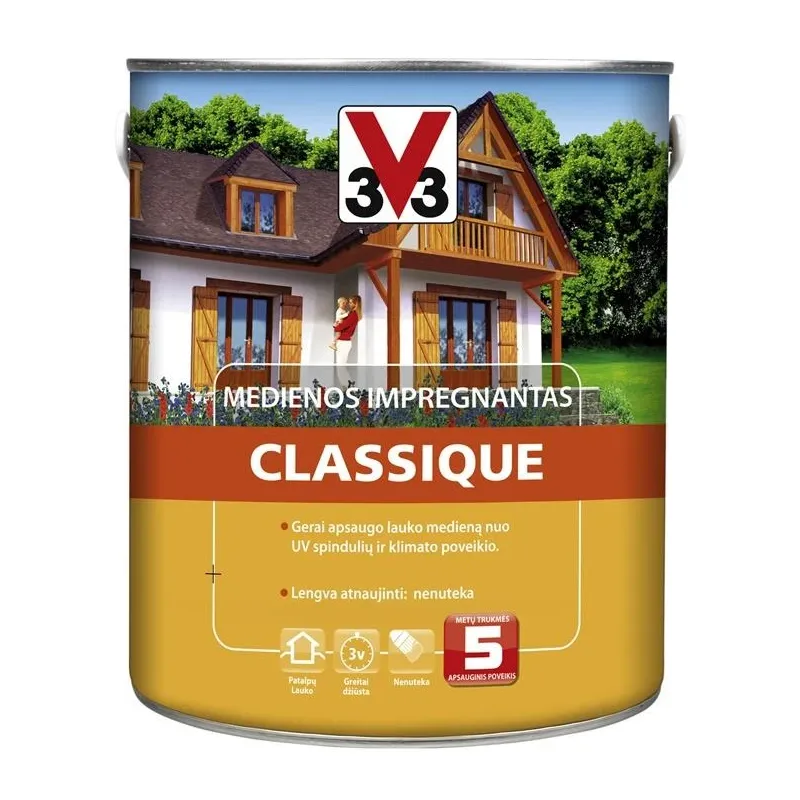 Koksnes impregnants V33 Classique, tumša ozola krās., 2.5 l