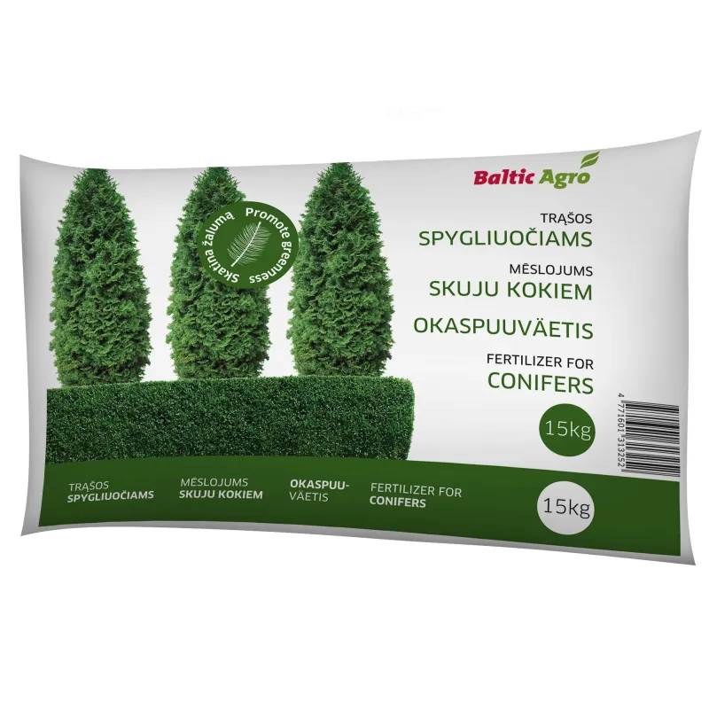 Mēslojums mūžzaļajiem augiem, skujkokiem Baltic Agro, granulēts, 15 kg