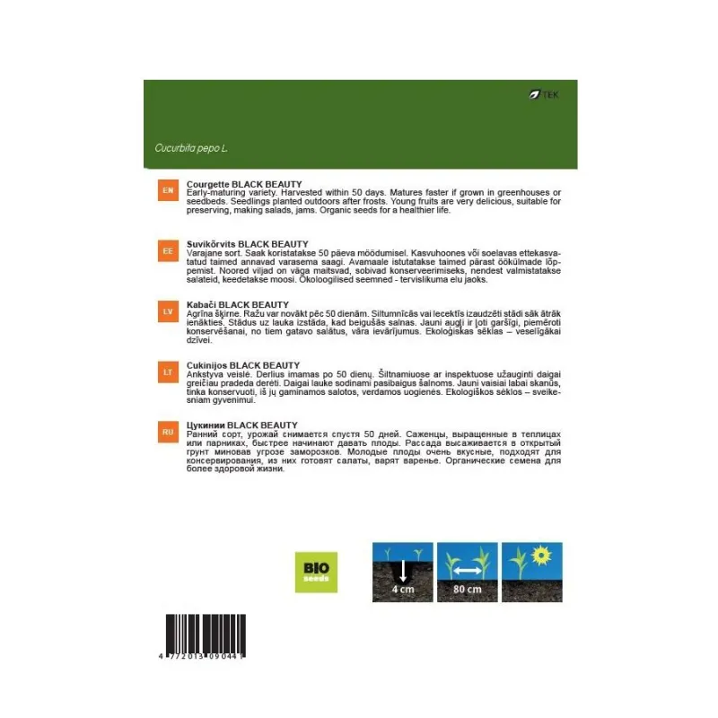 Sēklas Garden Center, cukīnī Black Beauty, 2 g