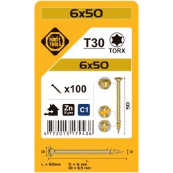 Koka skrūve t30 6.0x50 dzel zn 100gb