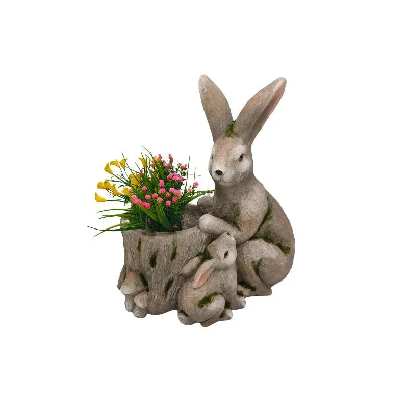 Dekoratīvais puķu pods Zaķi Garden Center NFY2001-45, 40 cm x 26 cm x 45 cm, brūna krās.