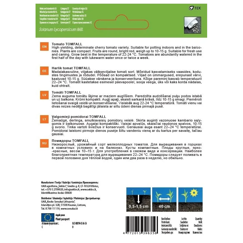 Sēklas Garden Center, tomāti TOMFALL, 0.1 g