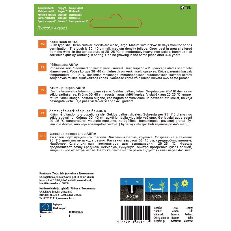 Sēklas dārzeņu pupiņas šķ.aura 8g