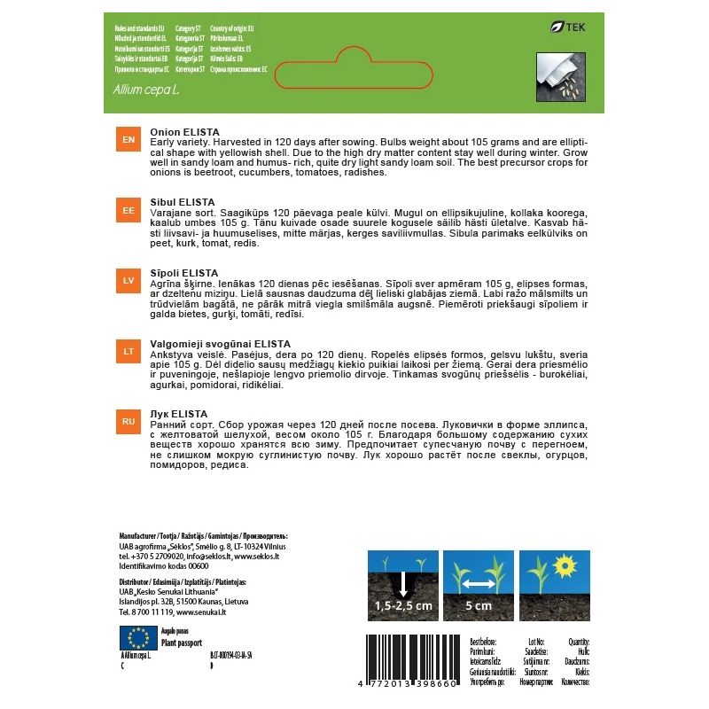 Sēklas dārzeņu sīpoli elista 0.5g