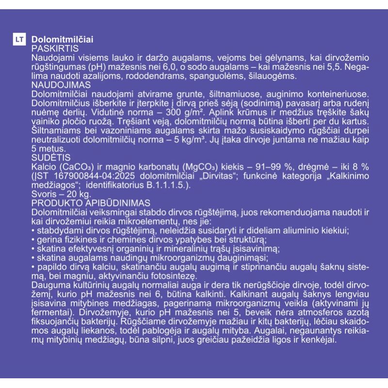 Dolomīta milti garden center 20kg