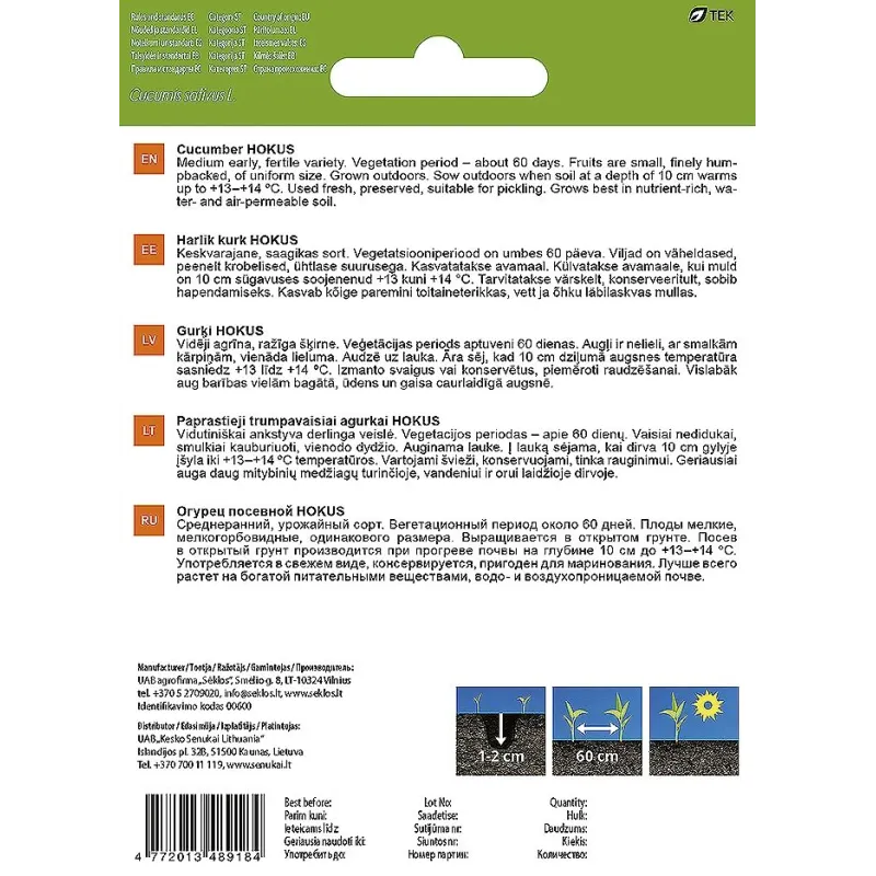 Sēklas Garden Center, gurķi HOKUS, 2 g