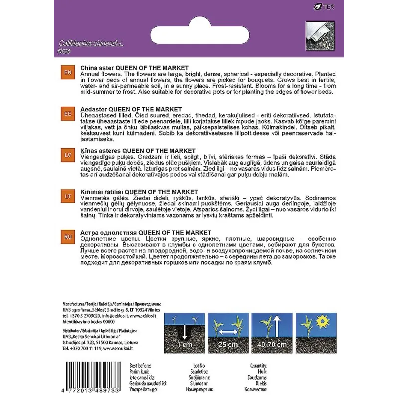 Sēklas Garden Center ķīnas astere QUEEN OF THE MARKET, 0.5 g