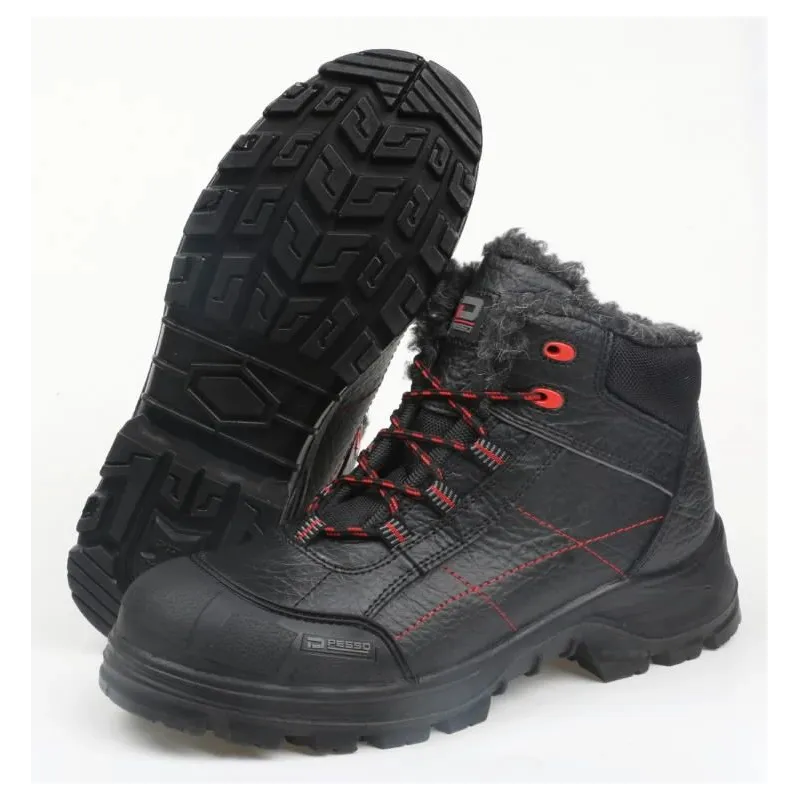 Ziemas zābaki universāli Pesso Arctic S3, bez stulma, ar siltinājumu, melna krās.-sarkana krās., 44 izmērs