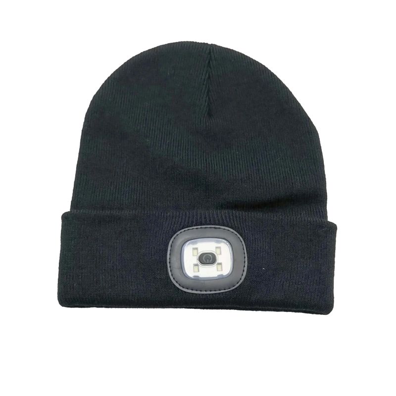 Cepure ar led gaismu melna