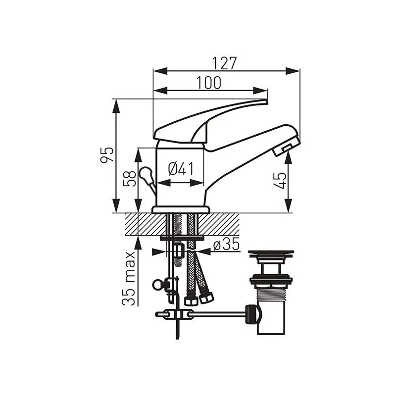 Izlietņu jaucējkrāns Ferro Primo Ecologic BOP2EA, hroma krās.