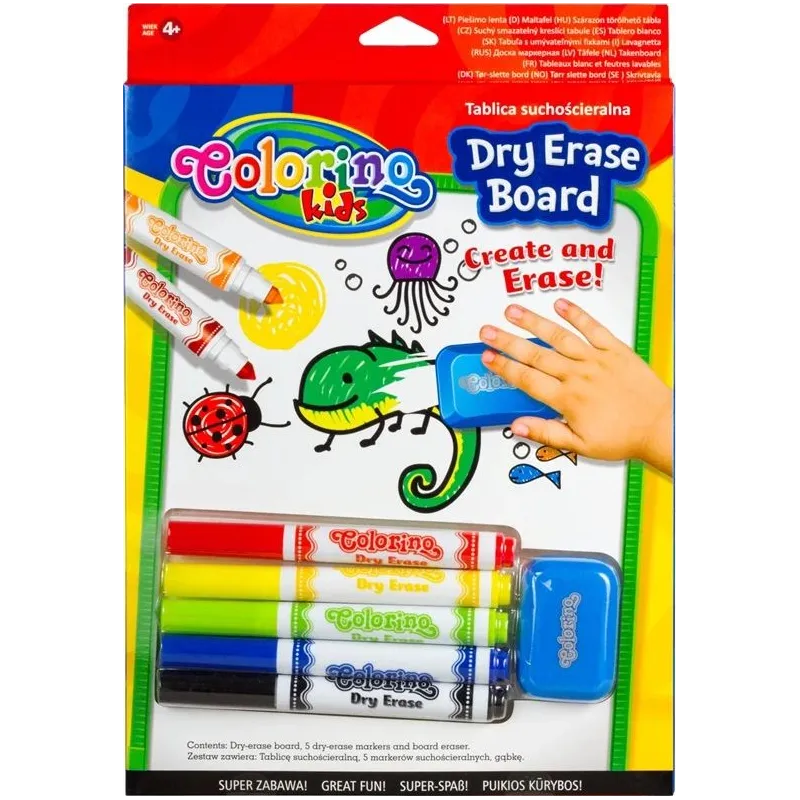 Zīmēšanas tāfele Colorino, 28 cm, balta krās., 7 gab.