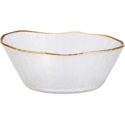 Bļoda stikla 15 cm zelta apmale