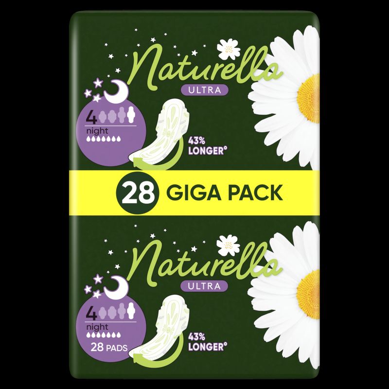 Naturella Ultra Night Izmērs 4 Paketes Ar Spārniņiem, 28 gab