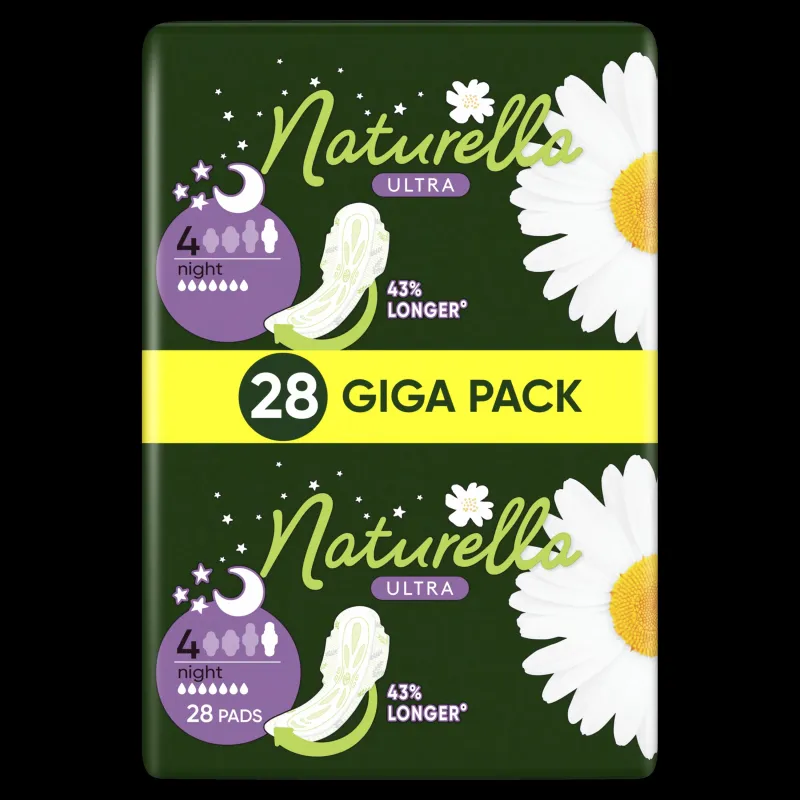 Naturella Ultra Night Izmērs 4 Paketes Ar Spārniņiem, 28 gab