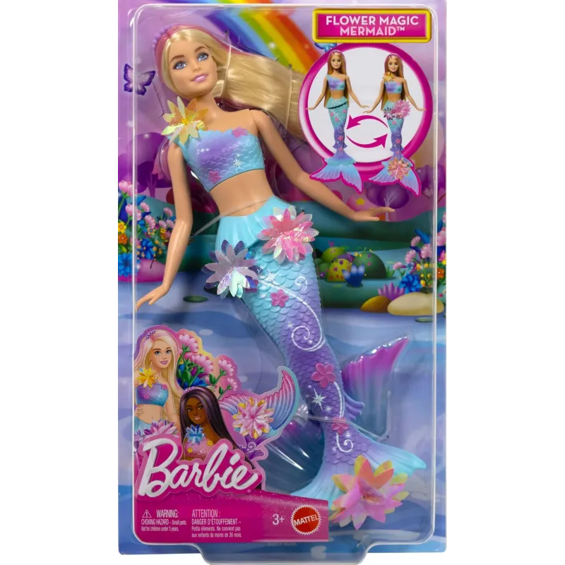 Lelle, nāriņa Mattel Barbie Mermaid Flower Magic JDM72, 30 cm, daudzkrāsaina