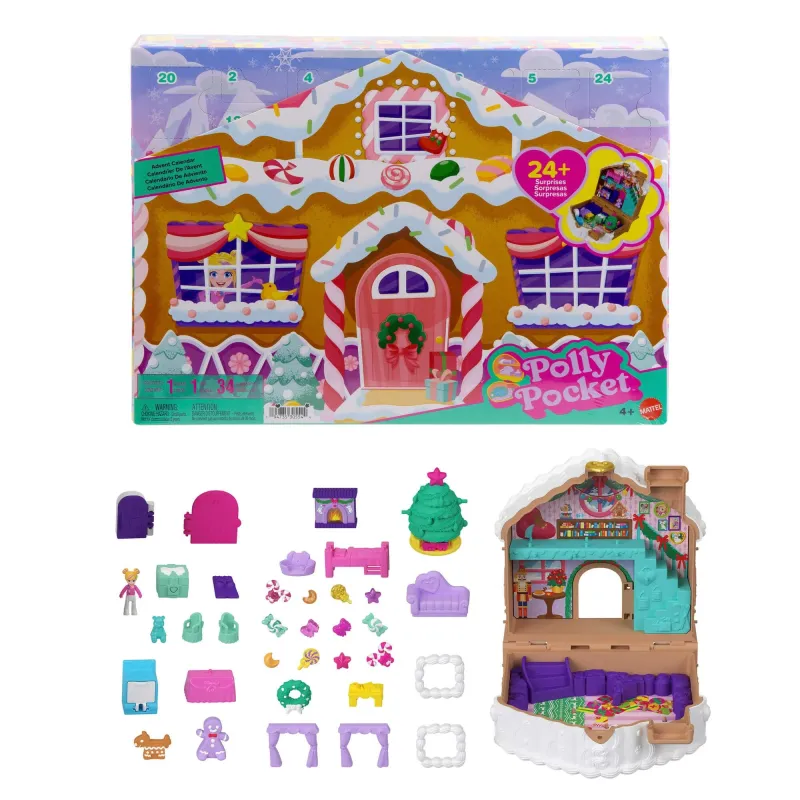 Adventes kalendārs Mattel Polly Pocket Gingerbread House, daudzkrāsaina