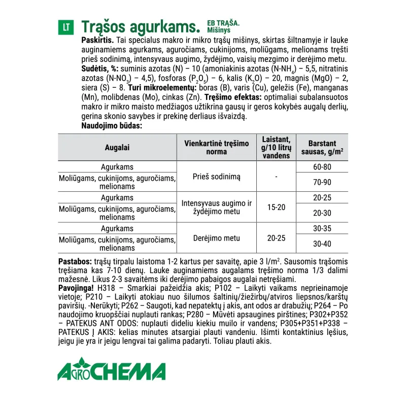 Mēslojums gurķiem Agrochema, lielam apjomam, 1 kg
